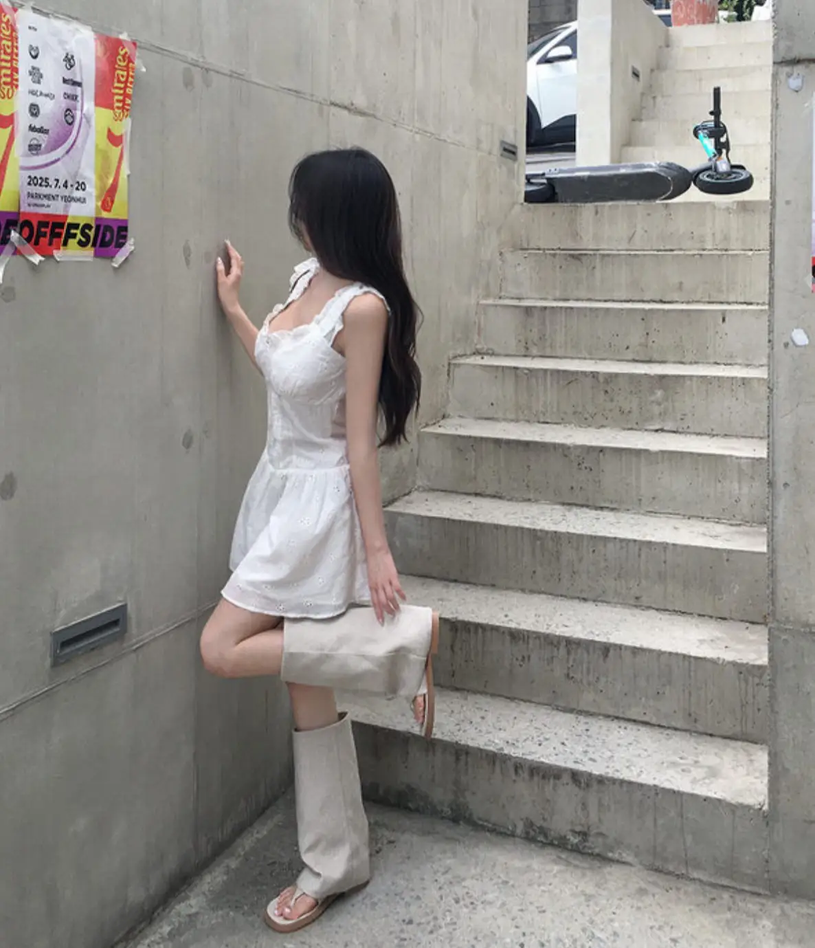 플라워 레이스 브라운 탑 원피스 상세 이미지 4
