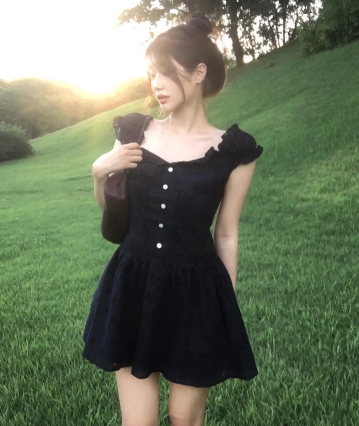 플라워 레이스 브라운 탑 원피스 상세 이미지 10