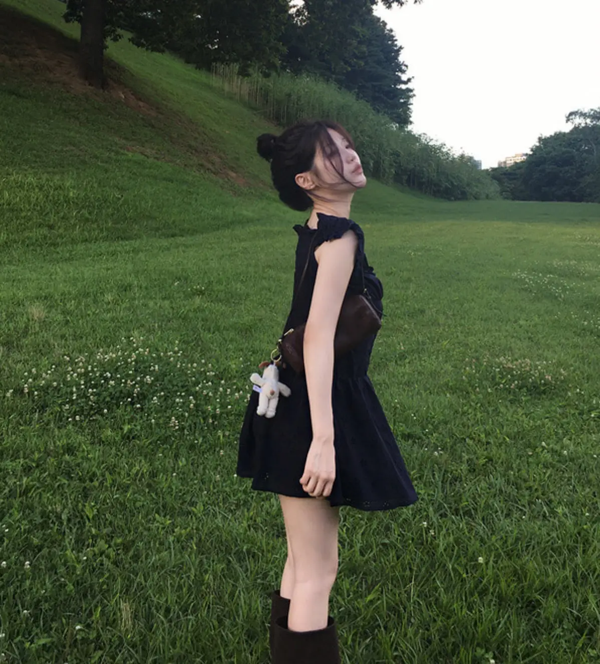 플라워 레이스 브라운 탑 원피스 상세 이미지 16