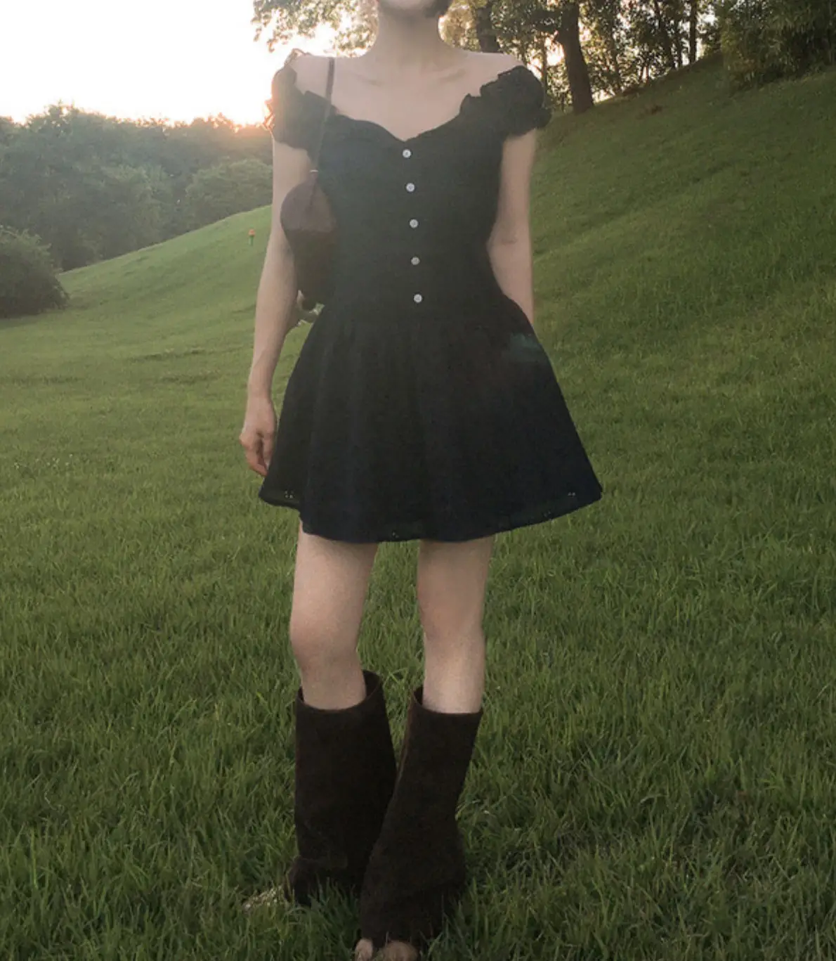 플라워 레이스 브라운 탑 원피스 상세 이미지 18