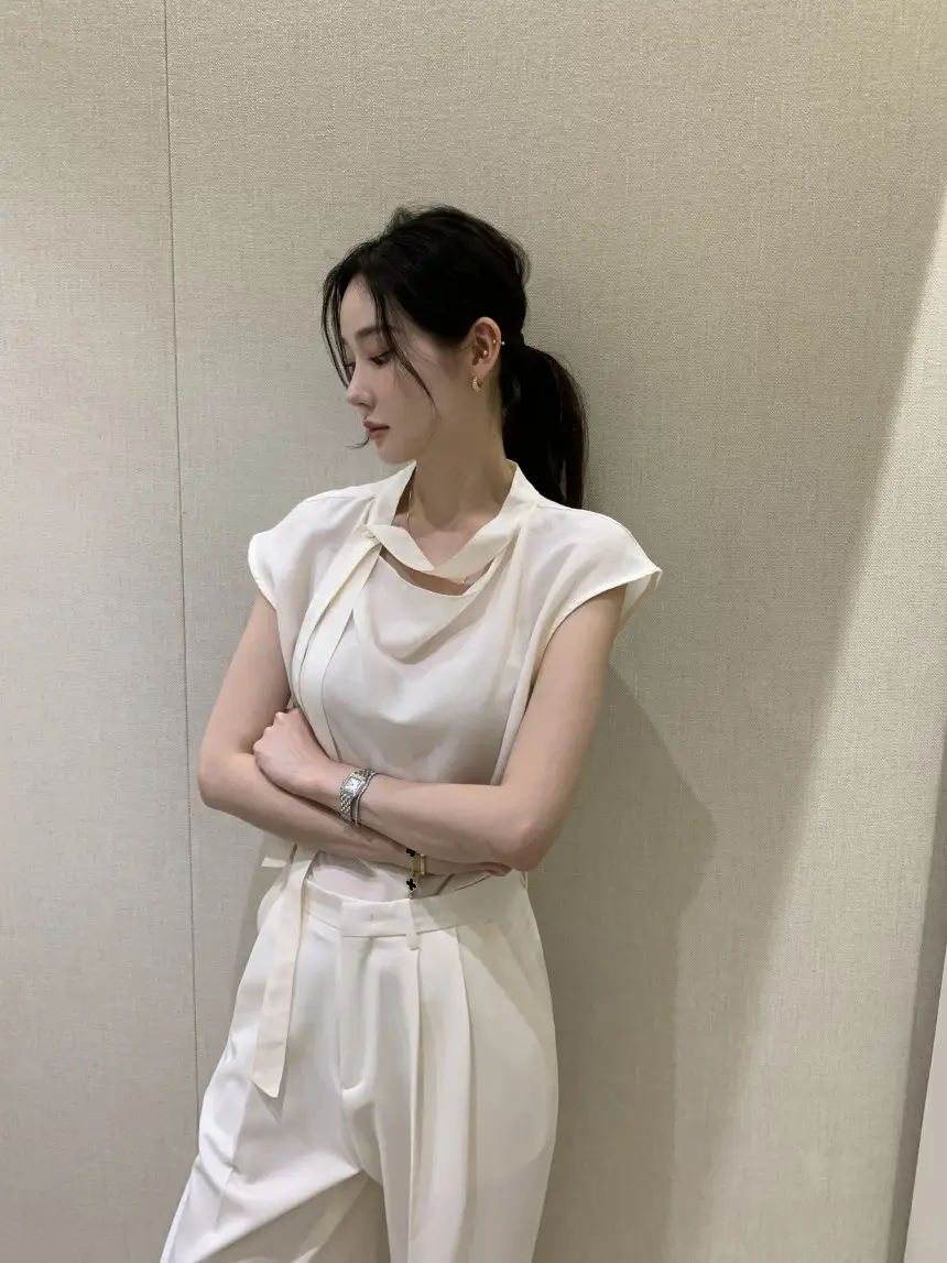 여성용 편안한 린넨 스타일 단추 셔츠 상세 이미지 4