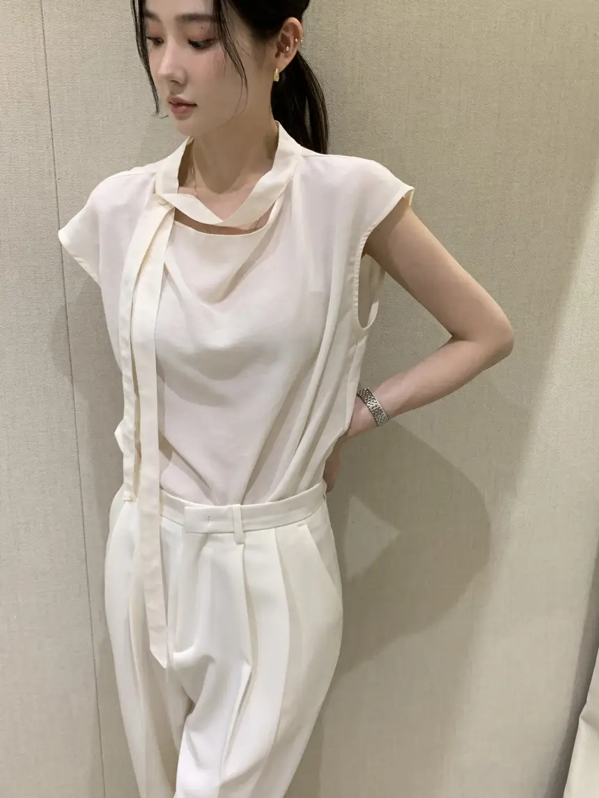 여성용 편안한 린넨 스타일 단추 셔츠 상세 이미지 7