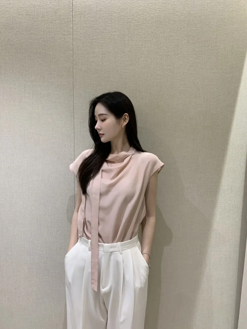 여성용 편안한 린넨 스타일 단추 셔츠 상세 이미지 11