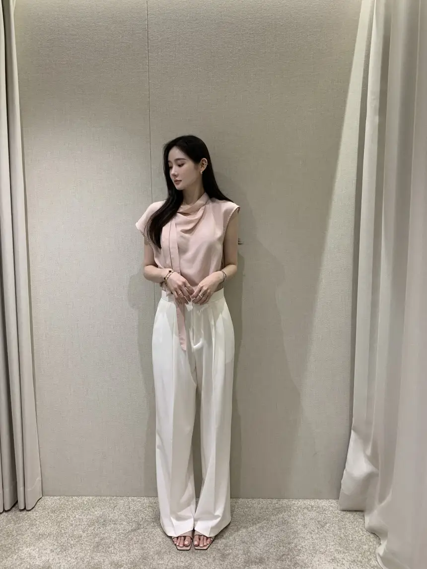 여성용 편안한 린넨 스타일 단추 셔츠 상세 이미지 17