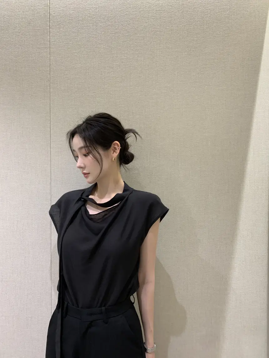 여성용 편안한 린넨 스타일 단추 셔츠 상세 이미지 28