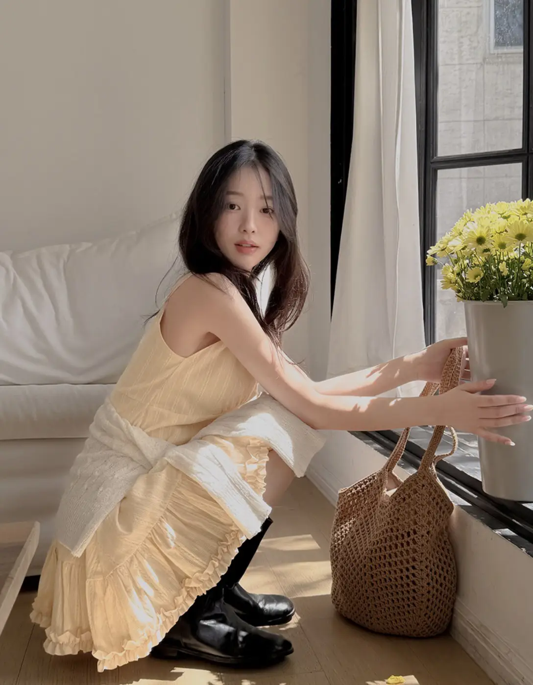 프릴 디테일 민소매 원피스 상세 이미지 7