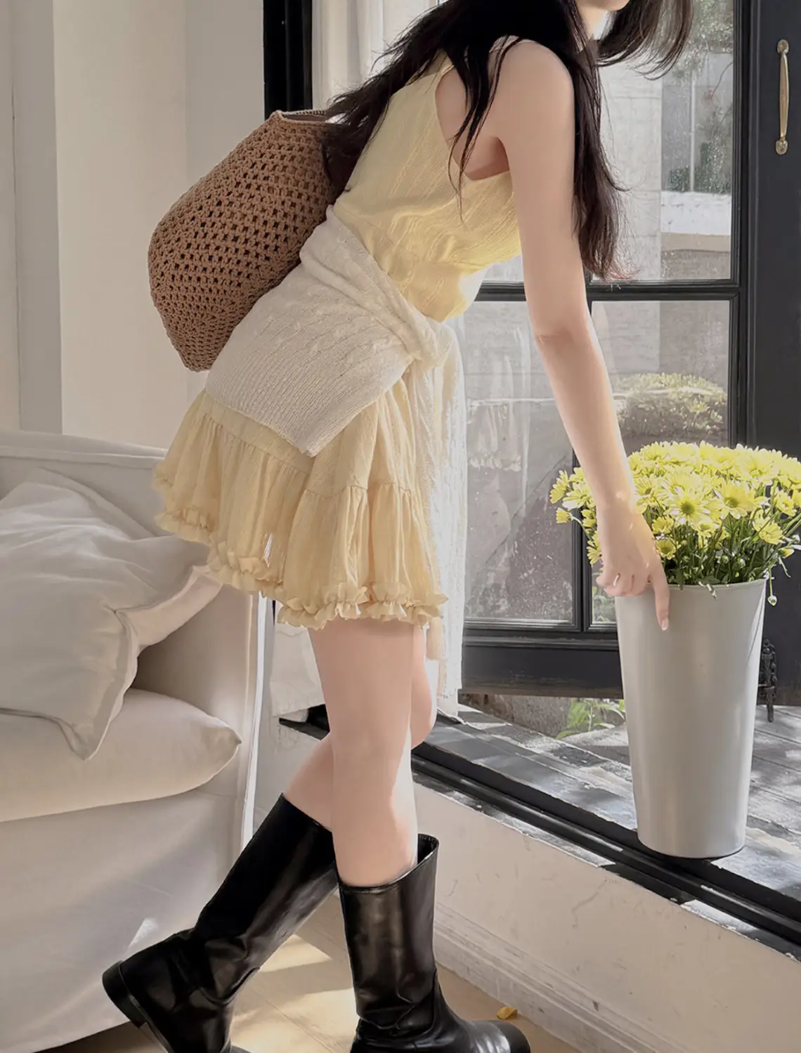 프릴 디테일 민소매 원피스 상세 이미지 8