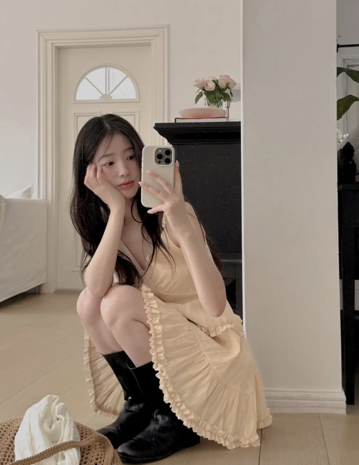 프릴 디테일 민소매 원피스 상세 이미지 12