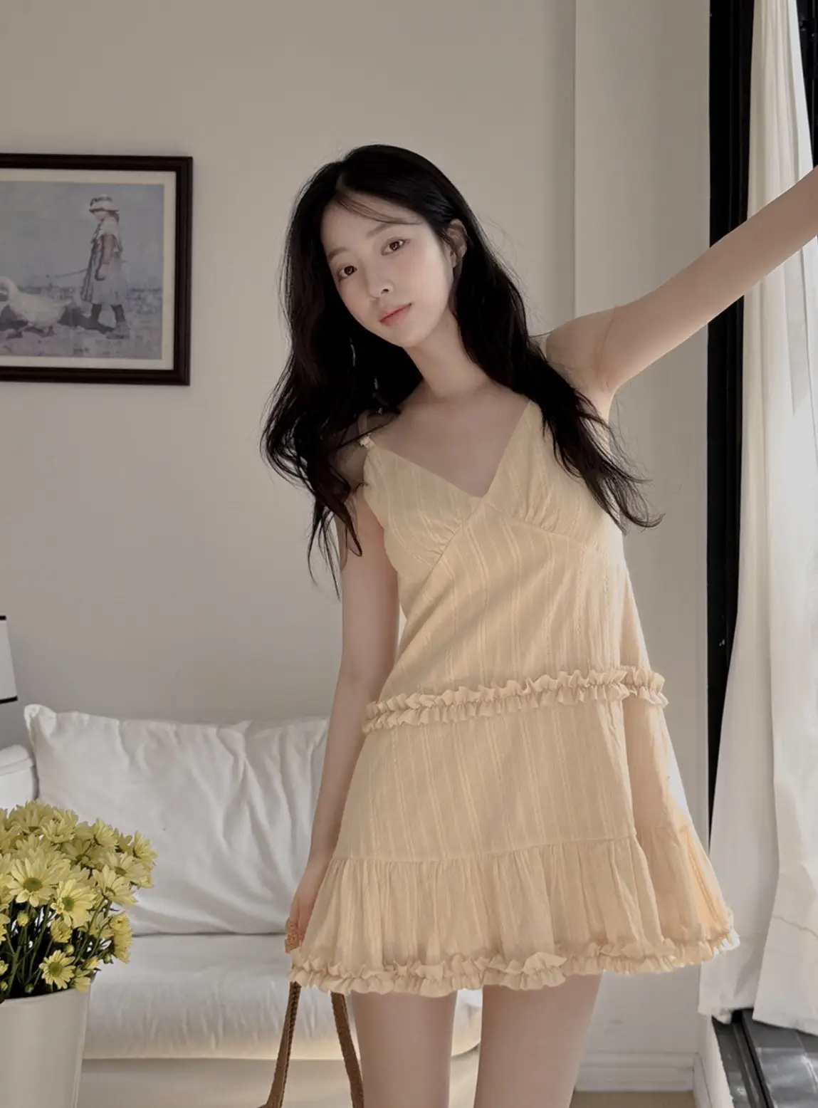 프릴 디테일 민소매 원피스 상세 이미지 55