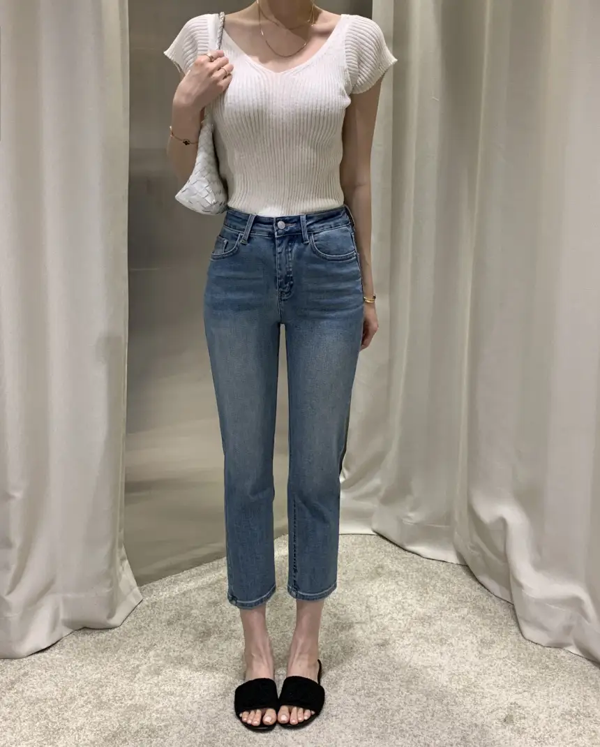 여성용 V넥 끈 조절 가능 단독 니트 셔츠 상세 이미지 6