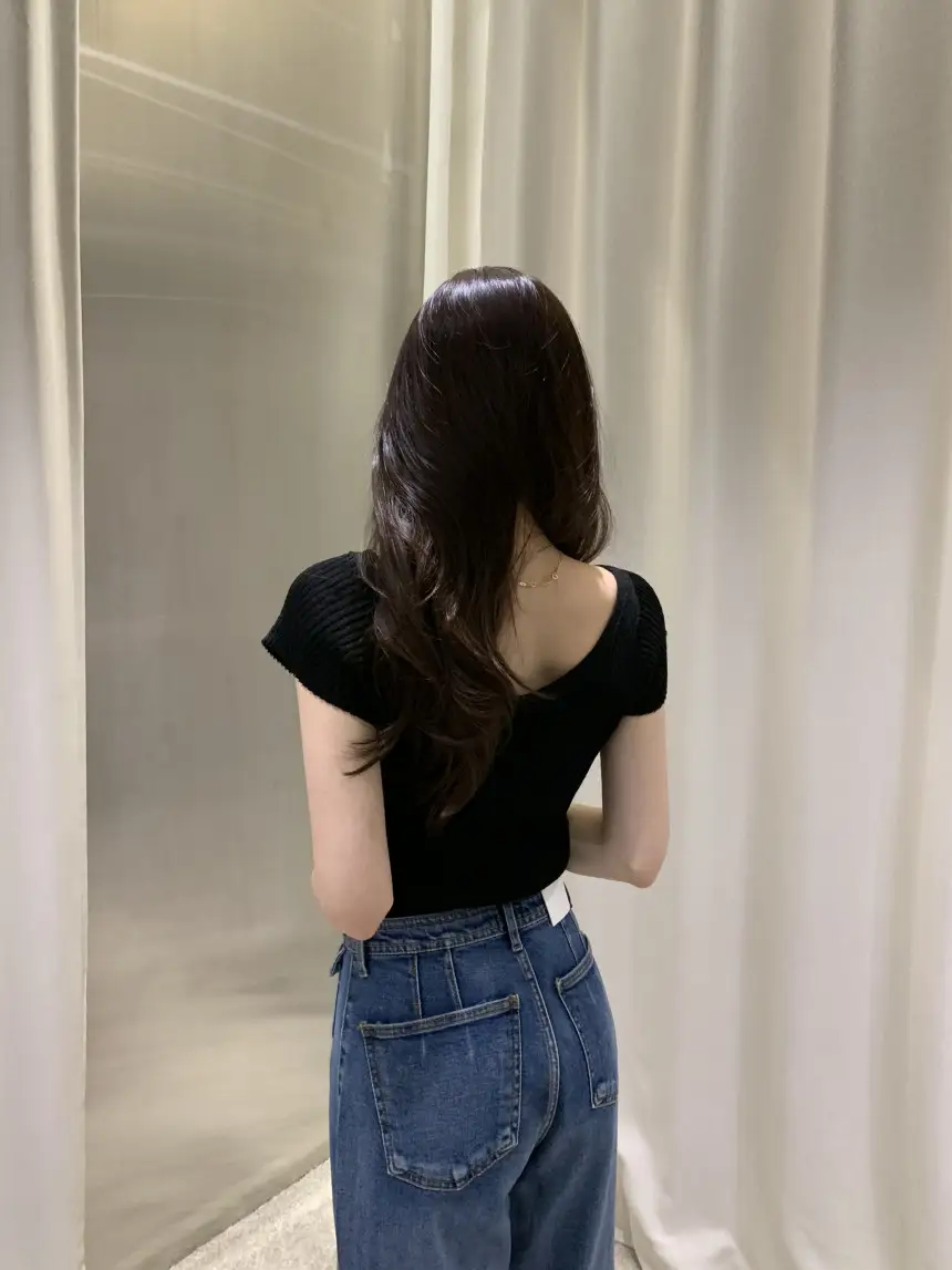 여성용 V넥 끈 조절 가능 단독 니트 셔츠 상세 이미지 20