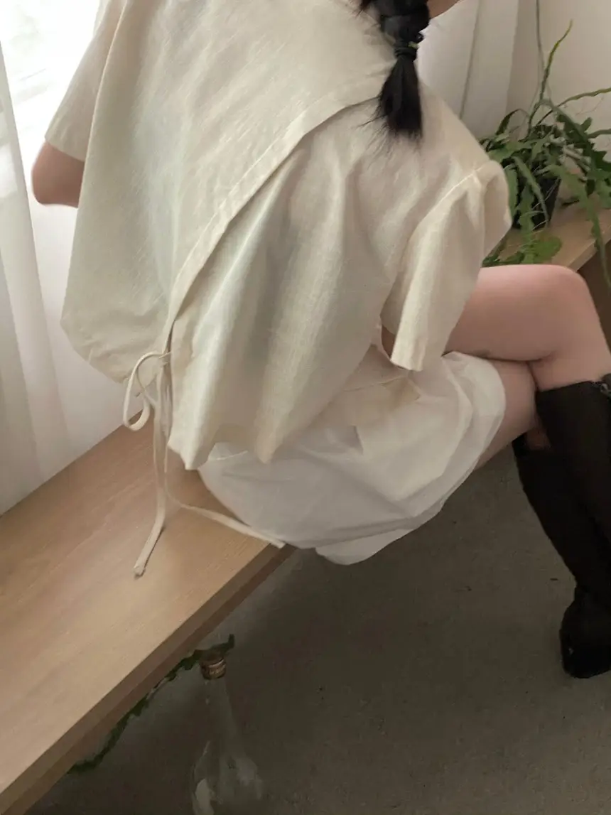 여성용 봄 여름 허리 리본 루즈 핏 자켓 상세 이미지 11