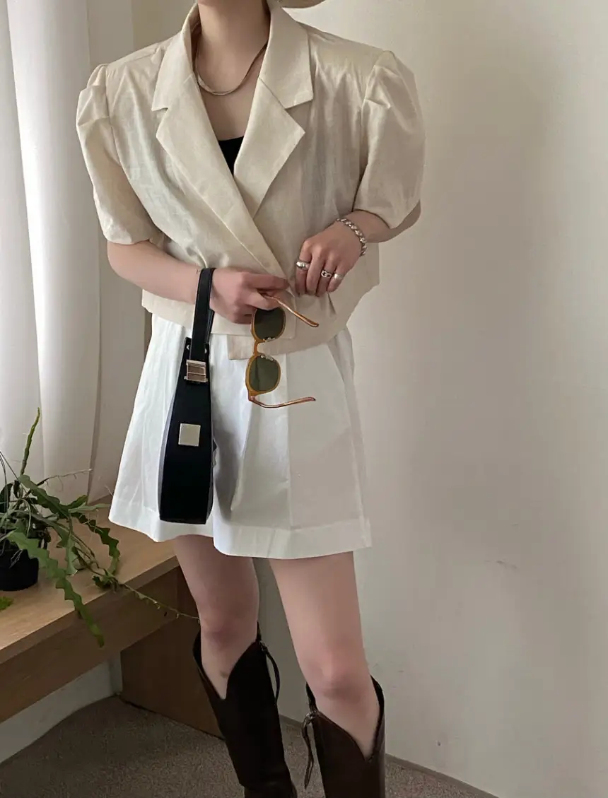 여성용 봄 여름 허리 리본 루즈 핏 자켓 상세 이미지 22