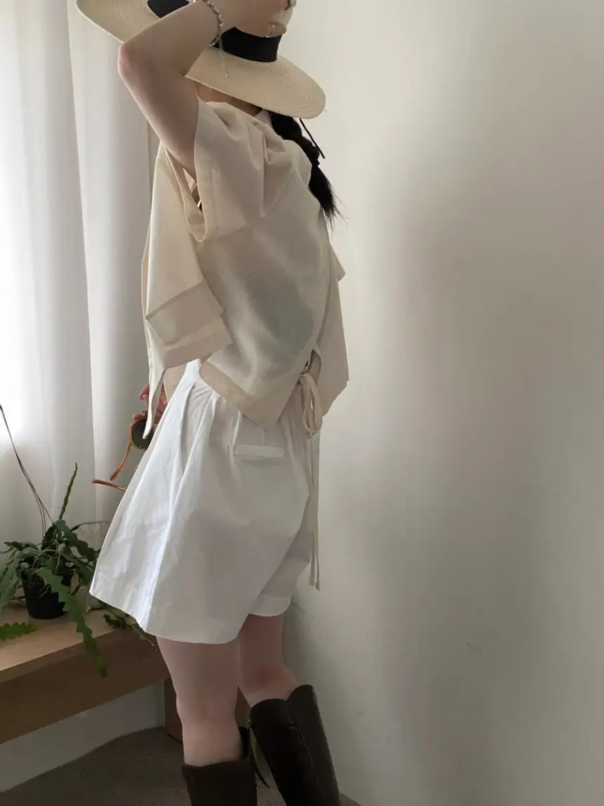 여성용 봄 여름 허리 리본 루즈 핏 자켓 상세 이미지 29
