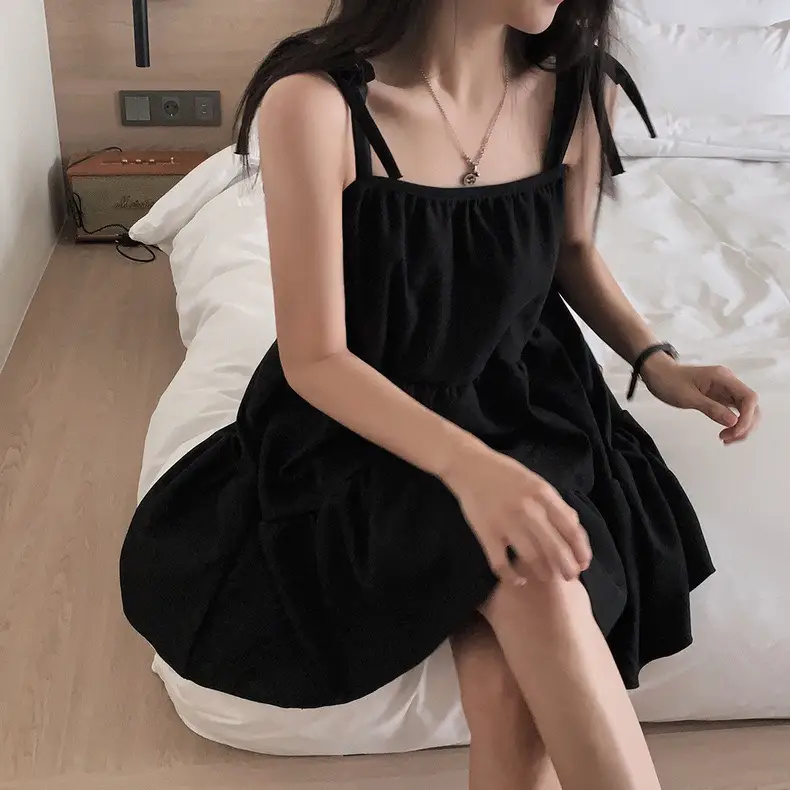 소개된 사이즈의 한국 스타일 여름 블랙 레이스 드레스 상세 이미지 10