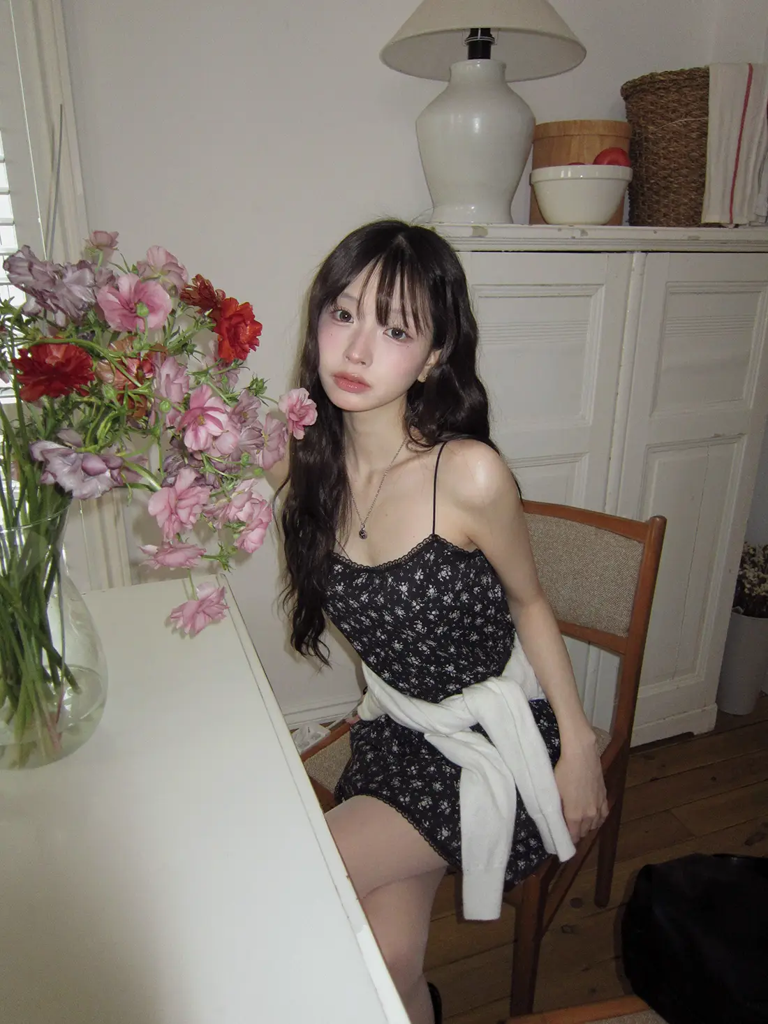 플라워 레이스 민소매 원피스 상세 이미지 5