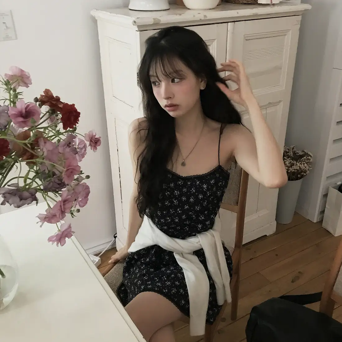 플라워 레이스 민소매 원피스 상세 이미지 12