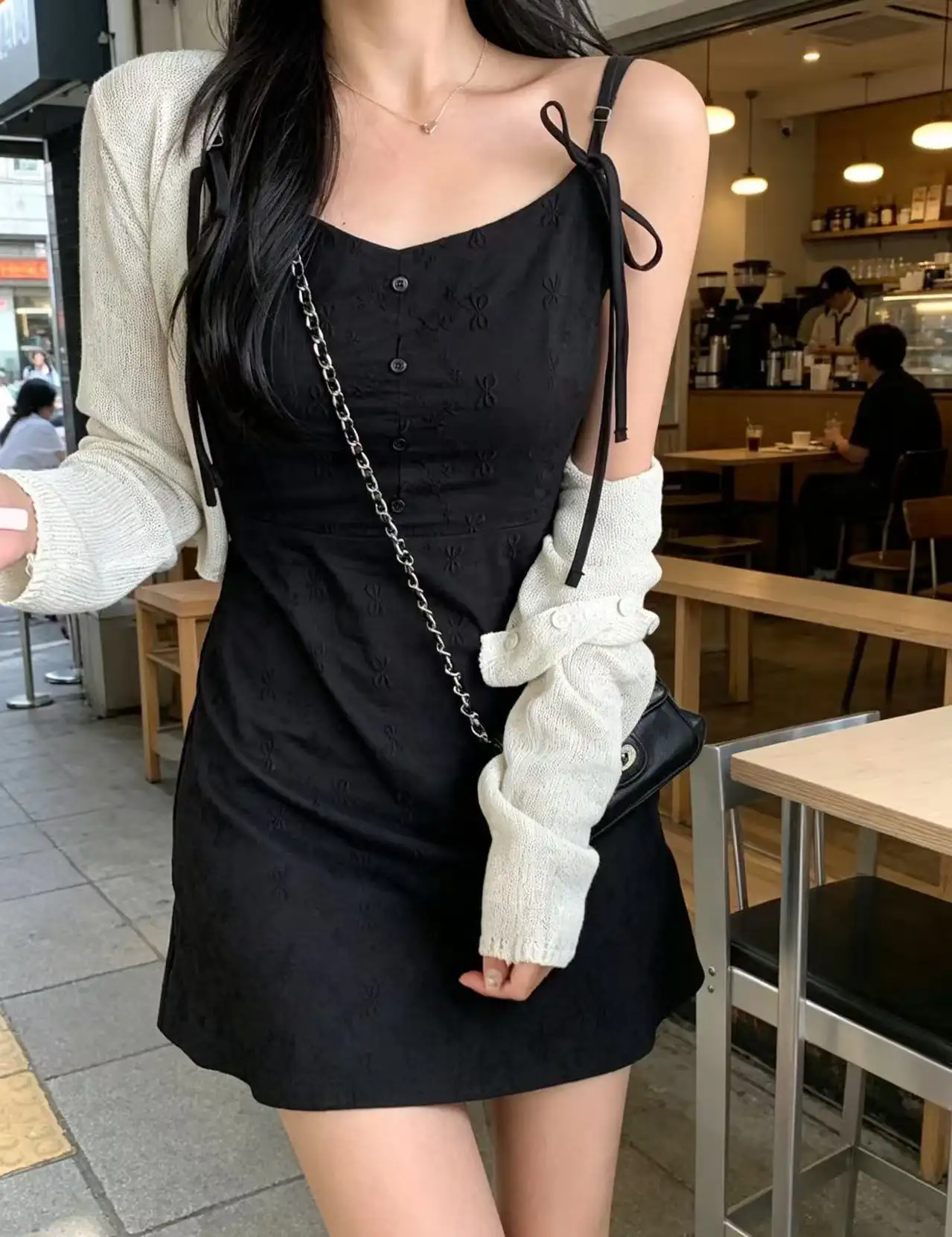 한국 스타일 벨트 블라우스 원피스 상세 이미지 1