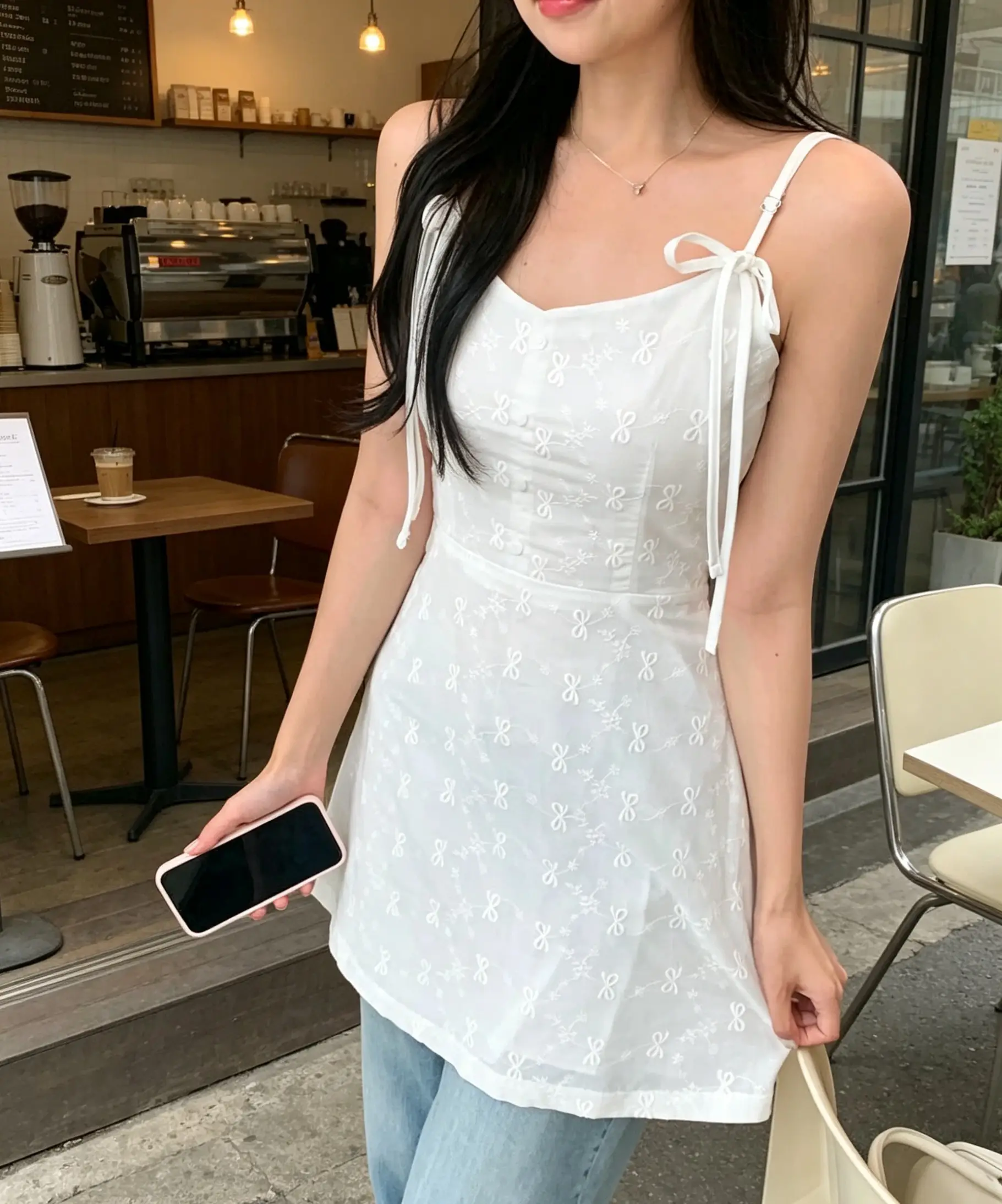 한국 스타일 벨트 블라우스 원피스 상세 이미지 2