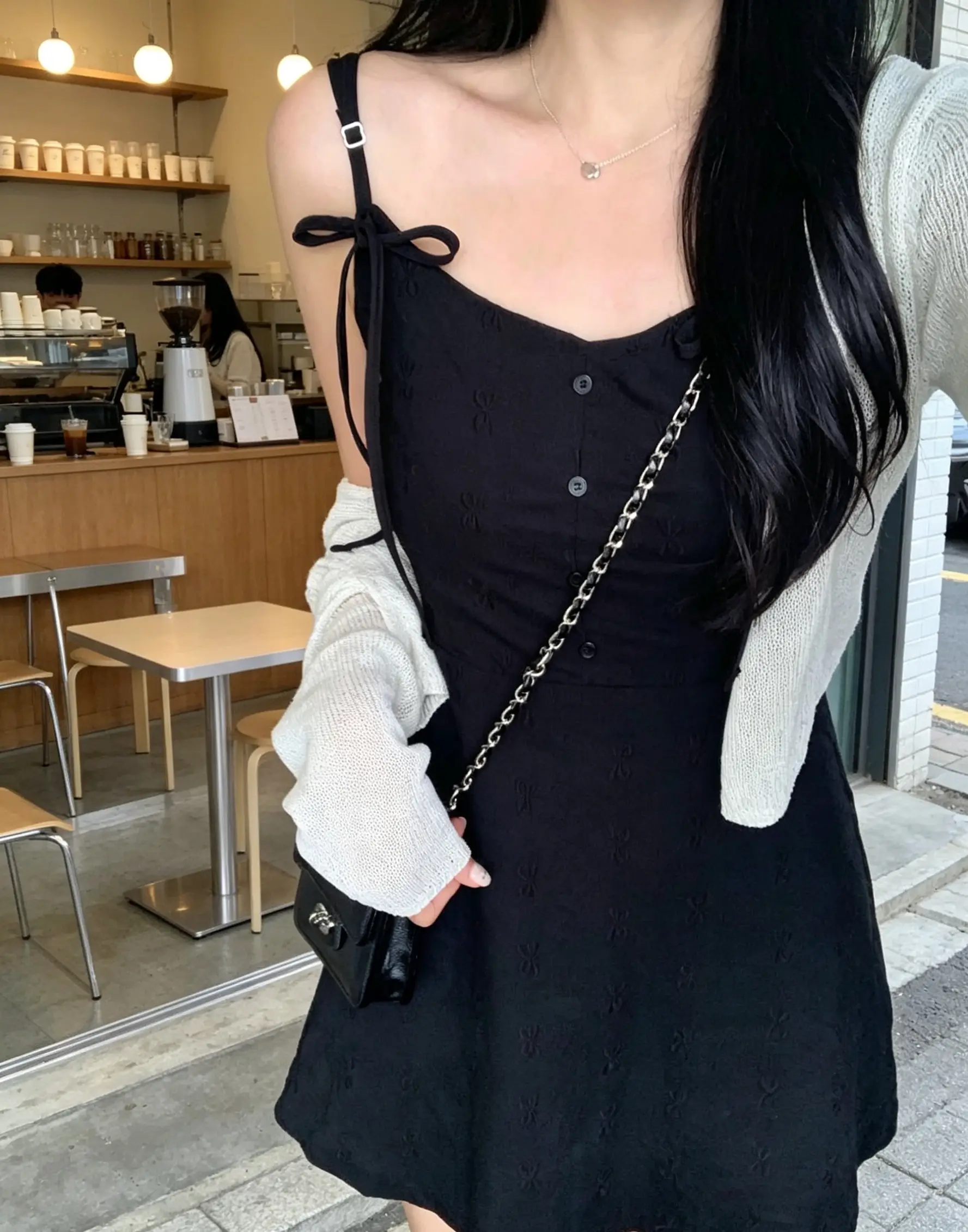 한국 스타일 벨트 블라우스 원피스 상세 이미지 3
