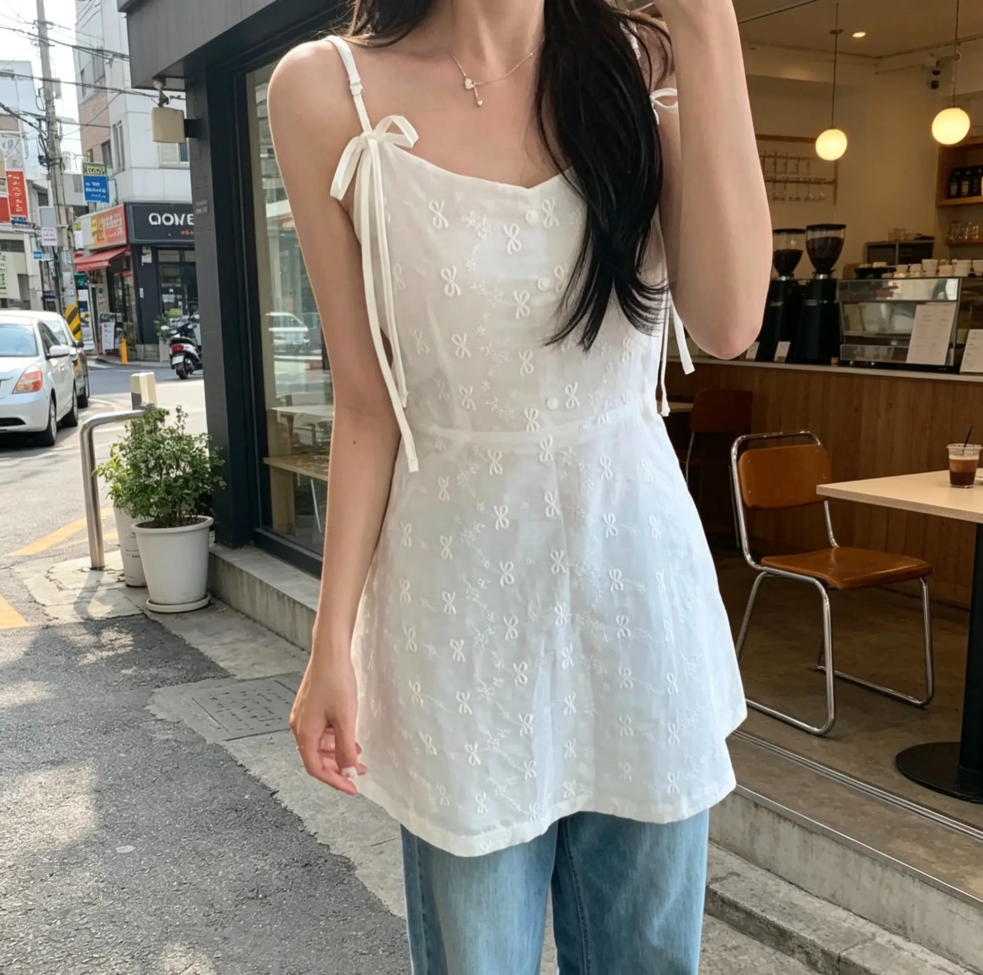 한국 스타일 벨트 블라우스 원피스 상세 이미지 4