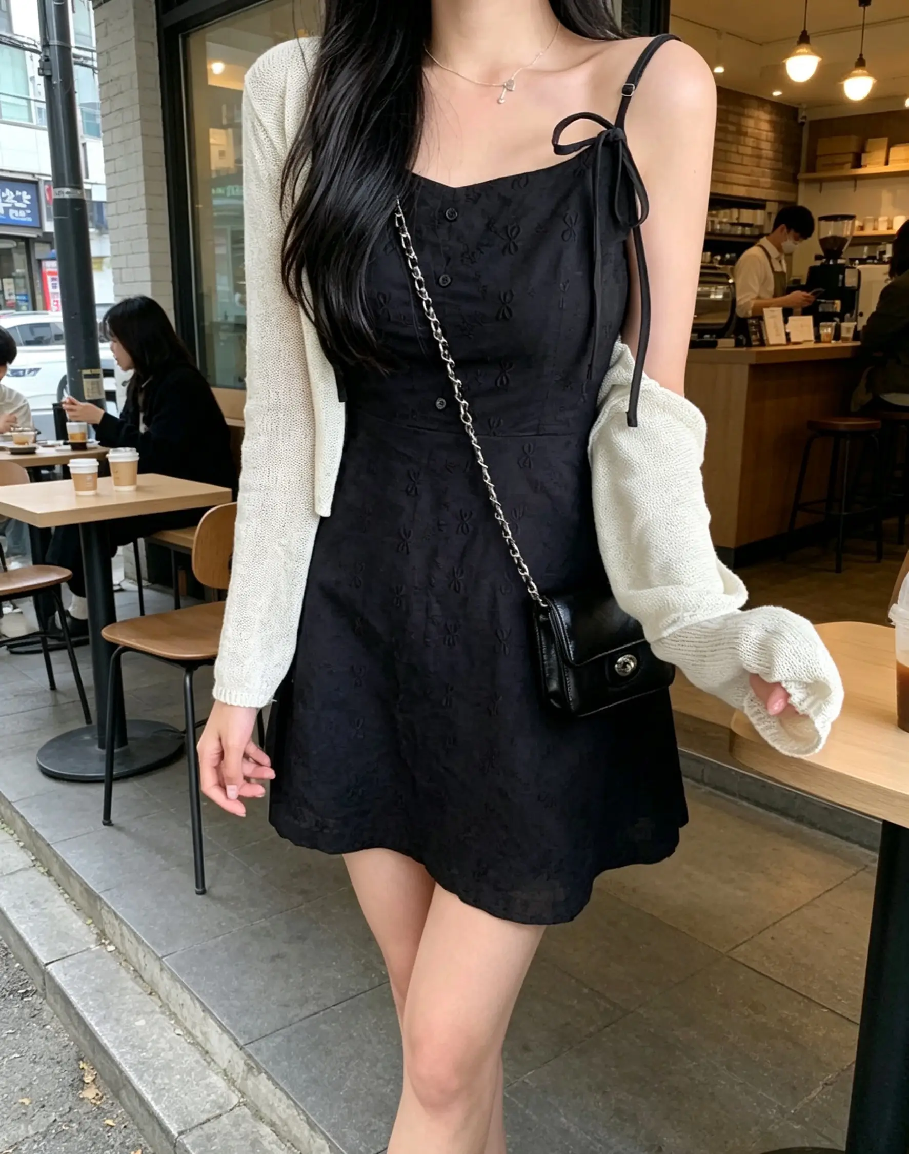 한국 스타일 벨트 블라우스 원피스 상세 이미지 9