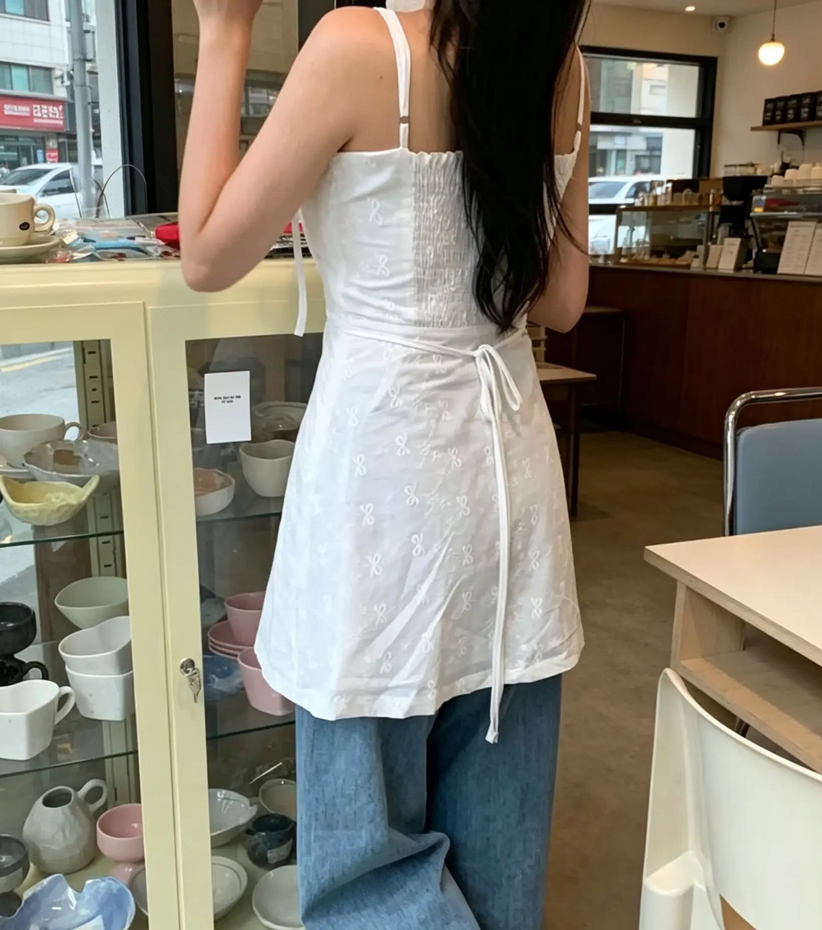 한국 스타일 벨트 블라우스 원피스 상세 이미지 13
