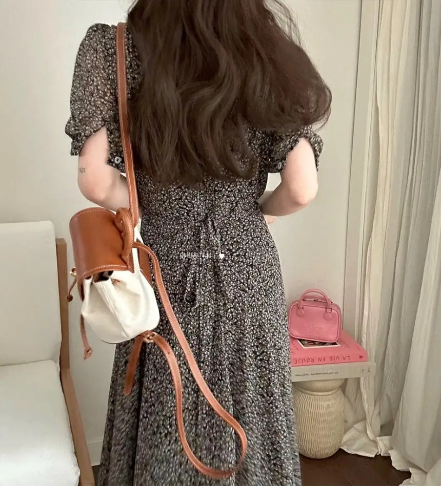 스타일리시한 V넥 블라우스 원피스 상세 이미지 6