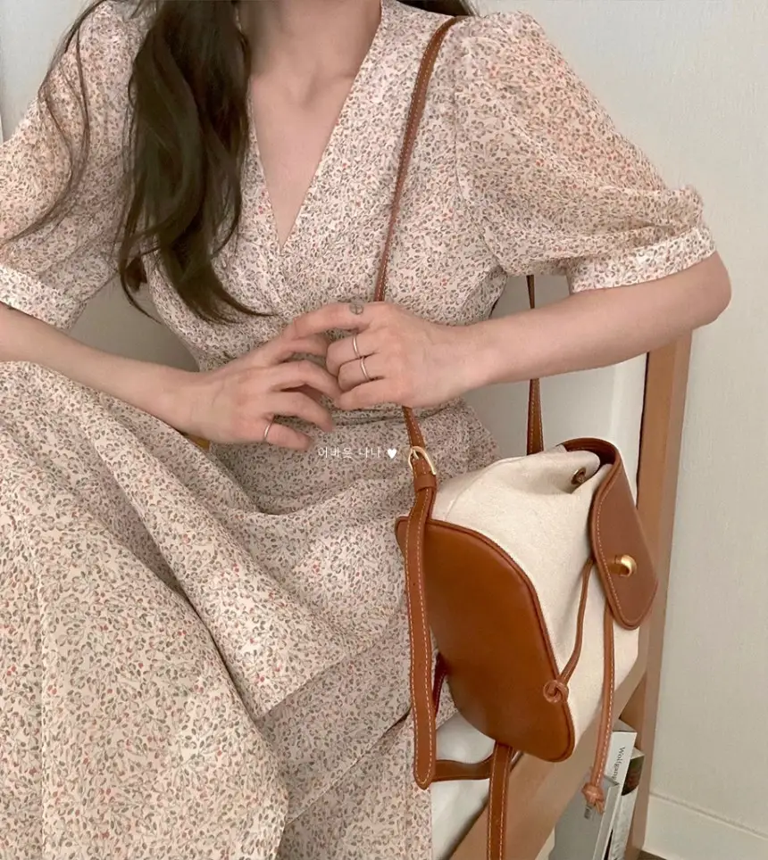 스타일리시한 V넥 블라우스 원피스 상세 이미지 16