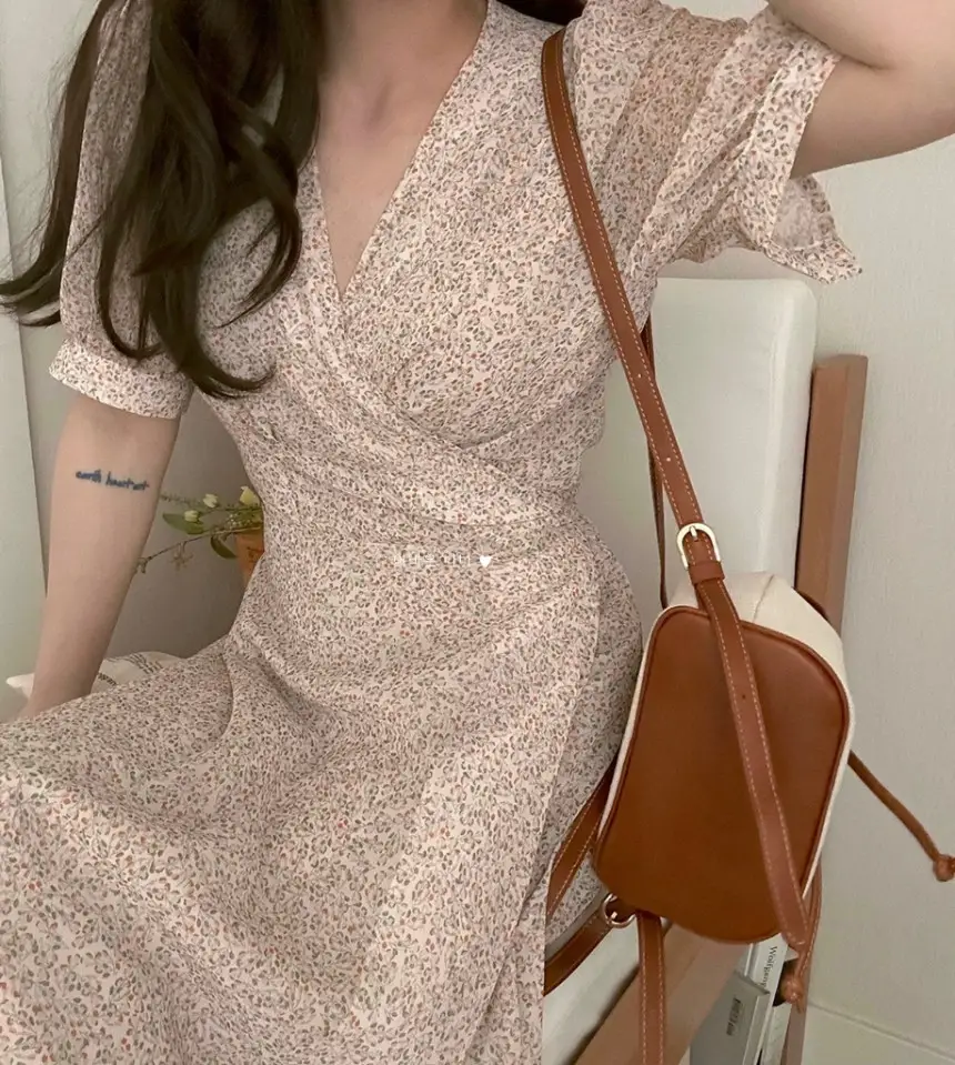 스타일리시한 V넥 블라우스 원피스 상세 이미지 17