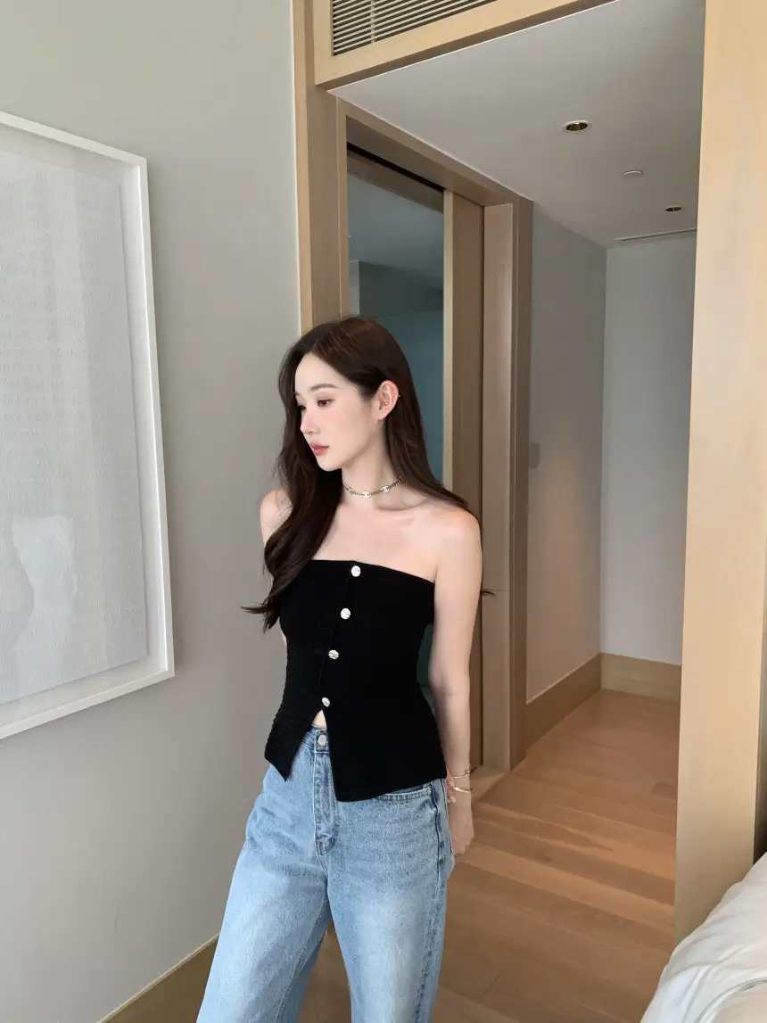 프리사이즈 프렌치 스타일 브라탑 니트 원피스 상세 이미지 10