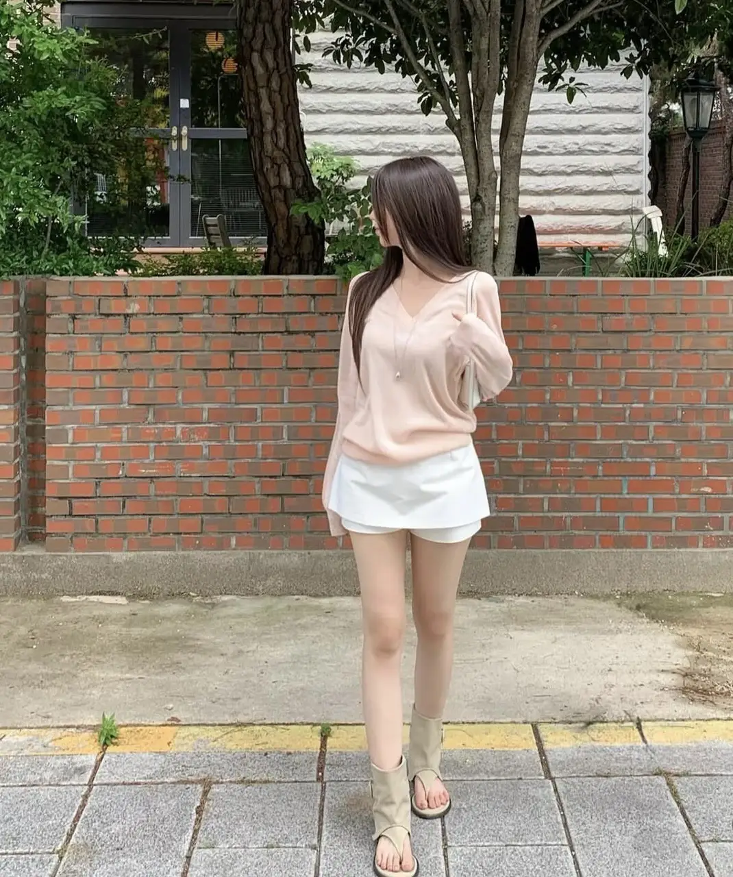 여성용 V넥 심플 스타일 봄 여름 니트 셔츠 상세 이미지 8