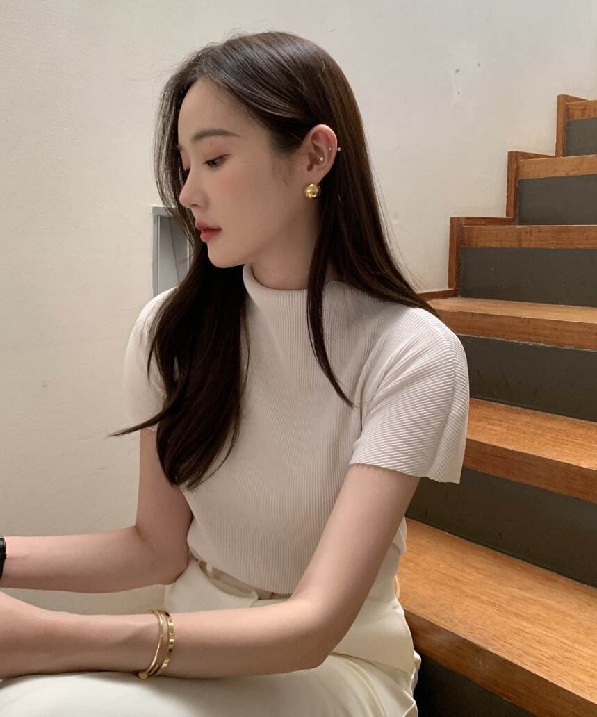있음 선적 사이즈 업데이트 한국 chic 여름 프랑스식 패션 미니멀리즘 반팔 티셔츠 여성 몸매 가꾸기 슬림해 보이는 맨위