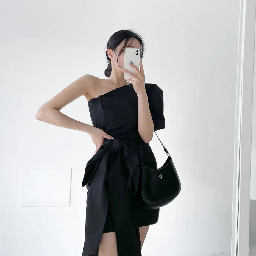 한국 스타일 블랙 레이스 드레스 상세 이미지 6
