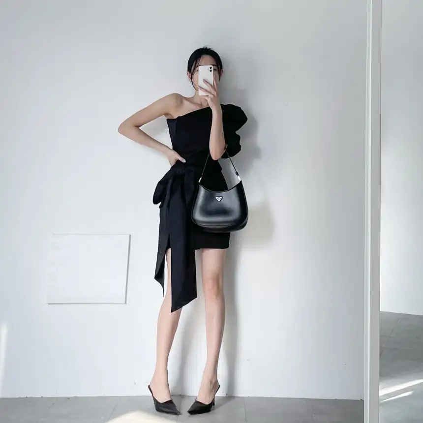 한국 스타일 블랙 레이스 드레스 상세 이미지 8