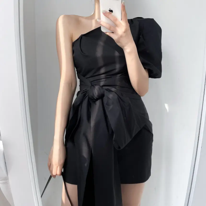 한국 스타일 블랙 레이스 드레스 상세 이미지 9