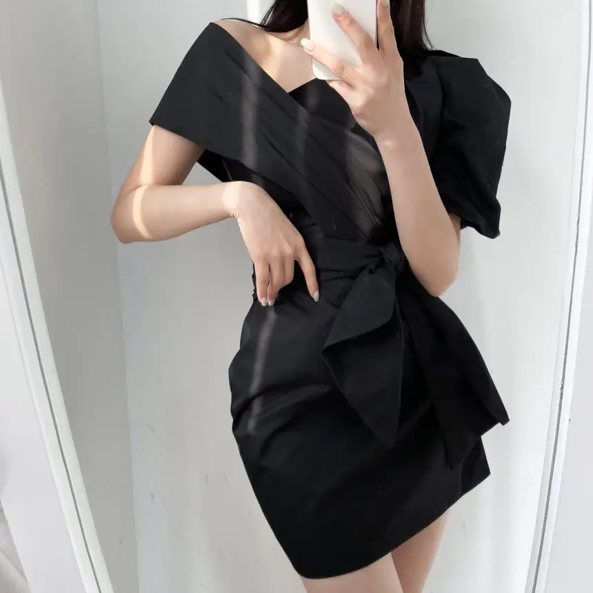 한국 스타일 블랙 레이스 드레스 상세 이미지 16