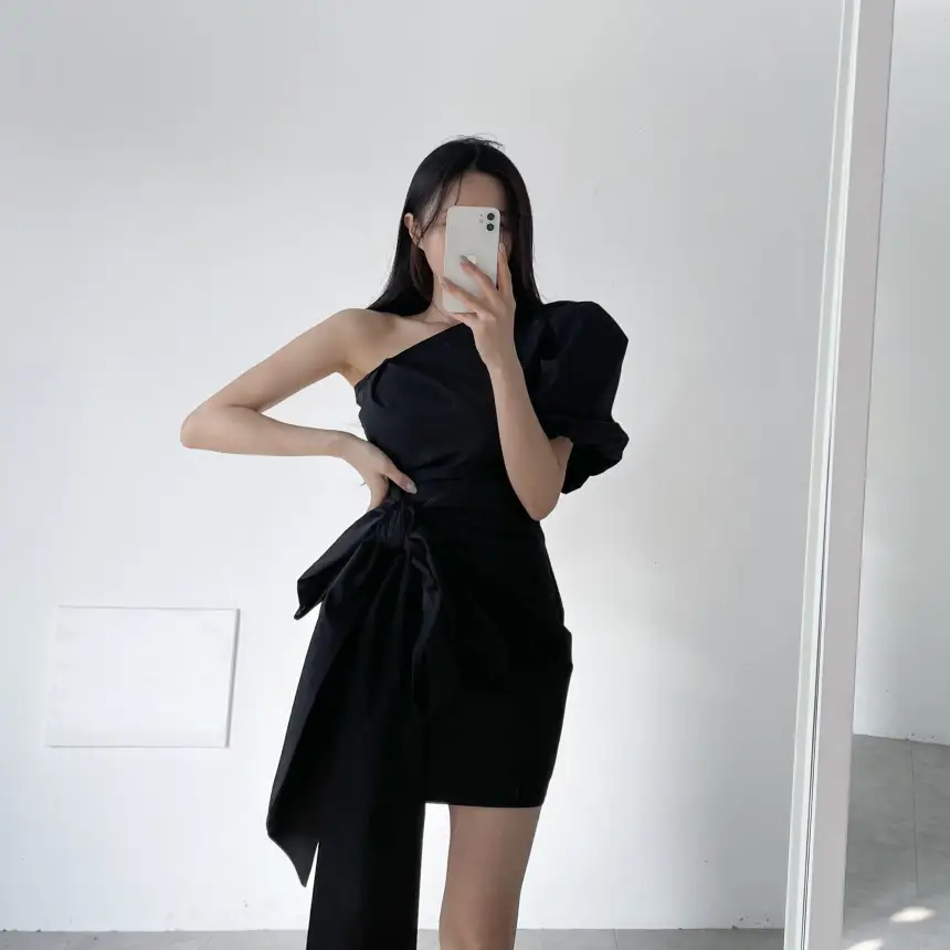 한국 스타일 블랙 레이스 드레스 상세 이미지 17