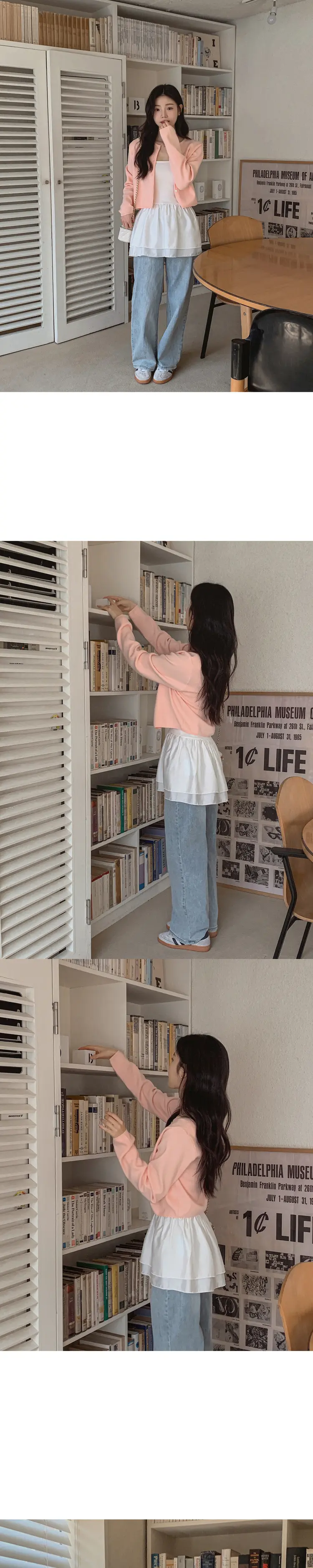 복고 스타일 하의용 블라우스 원피스 상세 이미지 4