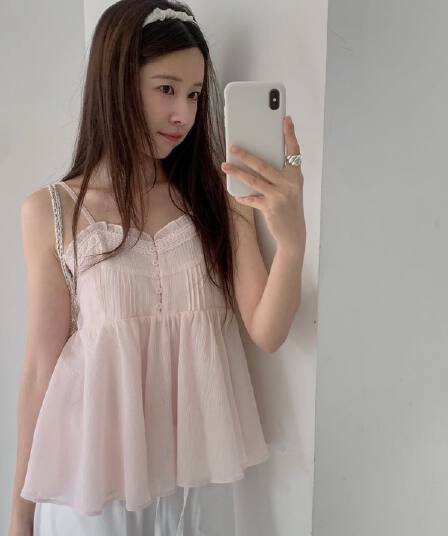 있음 선적 사이즈 업데이트 한국 chic 여름 새로운 부드러운 바람 달콤함 레이스 품격 연령 감소 캐미솔