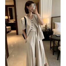 批发已出货尺码更新韩国chic夏季新款<b class='q'>短袖</b><b class='q'>外套</b>上衣＋阔腿显瘦长裤套装