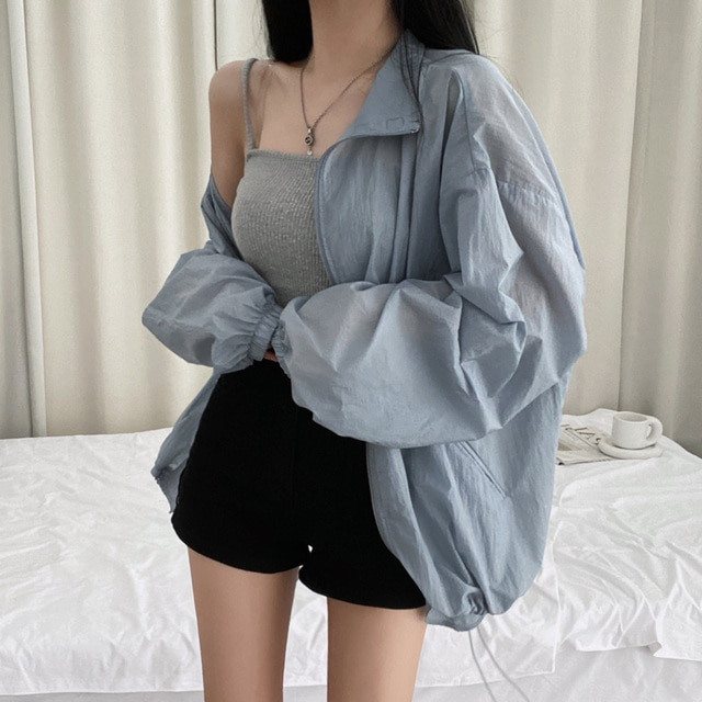 있음 선적 사이즈 업데이트 chic 새로운 한국 스타일 미니멀리즘 펌프 로프 긴팔 느긋한 자외선 차단 오픈 가디건