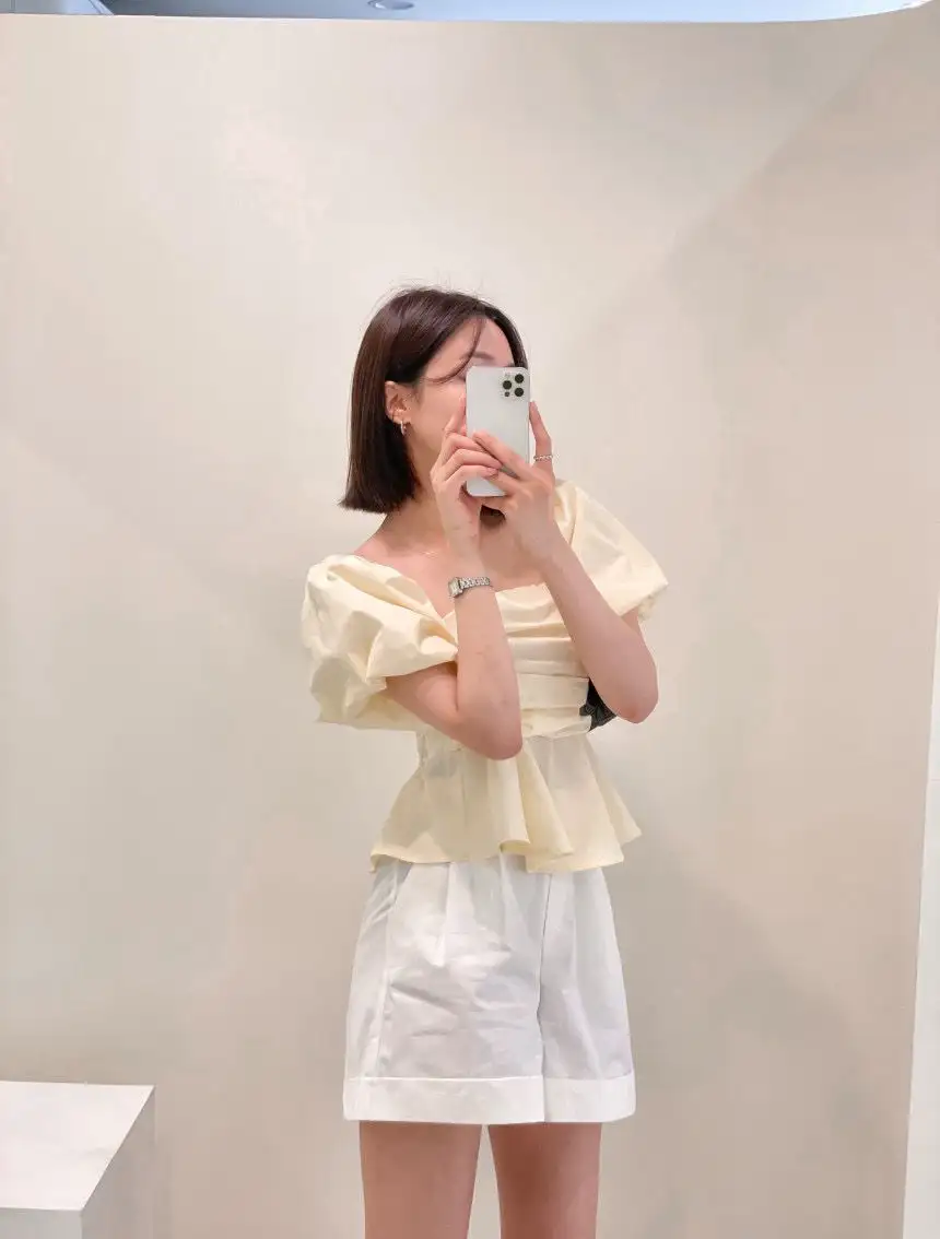 프렌치 오프숄더 튜브탑 민소매 셔츠 상세 이미지 12