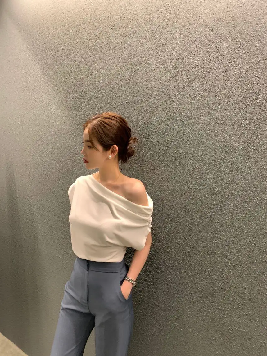 프렌치 원숄더 티셔츠 상세 이미지 2