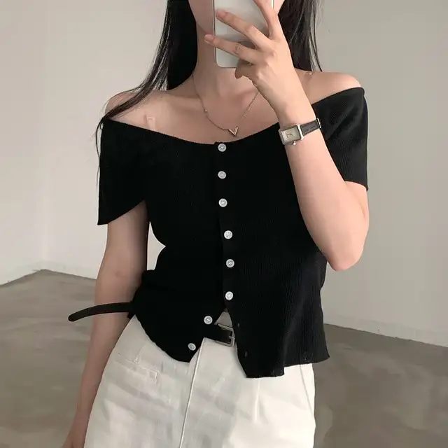 V넥 오프숄더 니트 상세 이미지 71