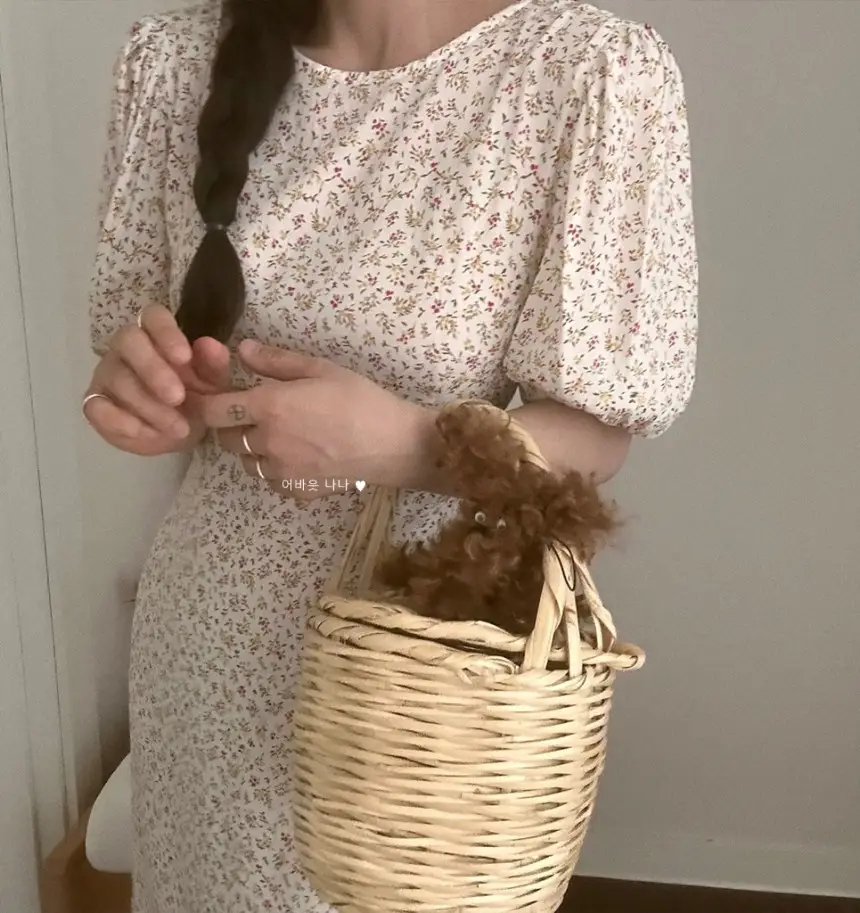퍼프소매 슬릿 플라워 쉬폰 원피스 상세 이미지 17