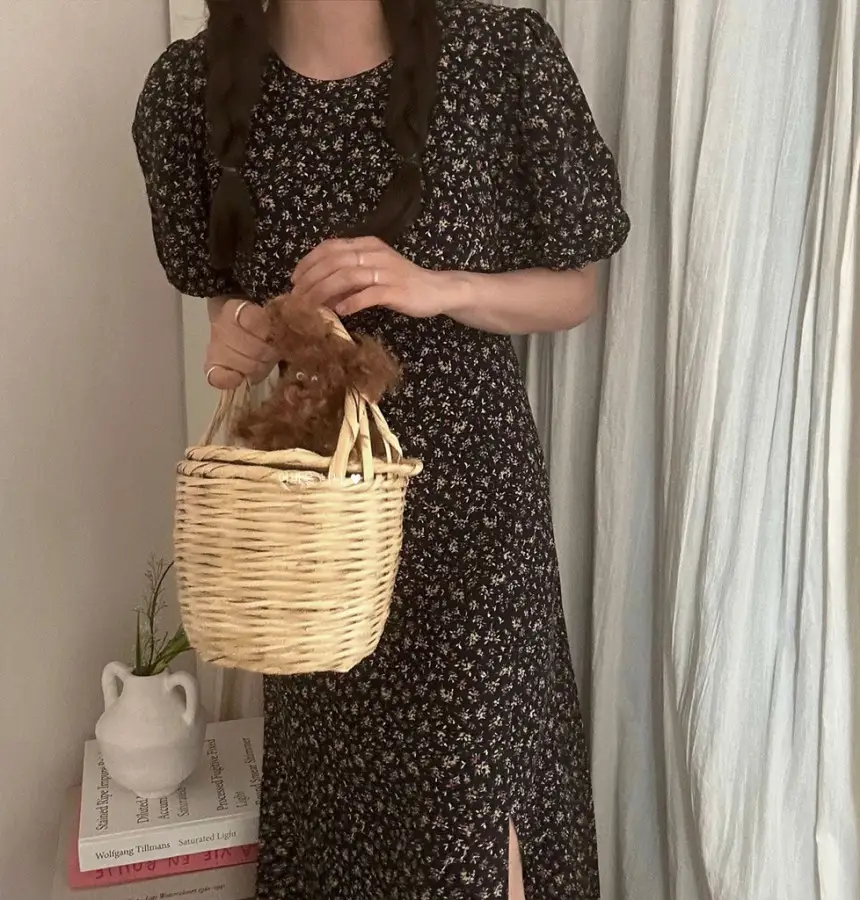 퍼프소매 슬릿 플라워 쉬폰 원피스 상세 이미지 28