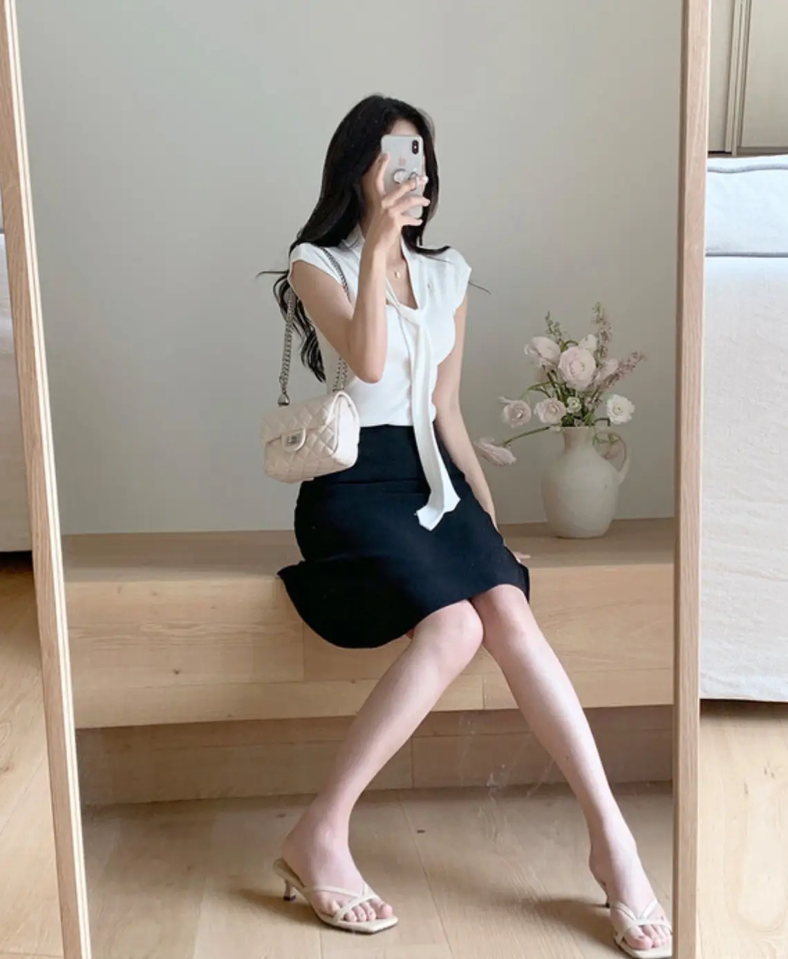 프렌치 스타일 끈 디테일 반소매 니트 상세 이미지 19