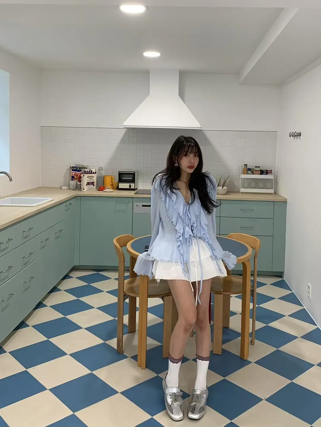 러블리 V넥 끈 디테일 긴소매 가디건 상세 이미지 3