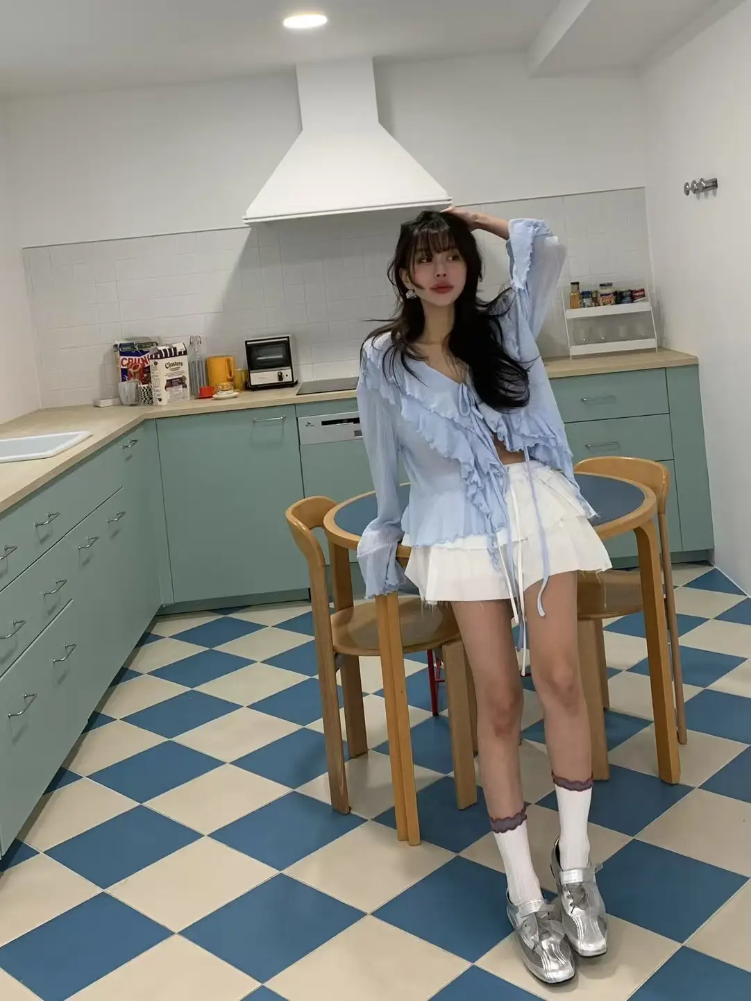 러블리 V넥 끈 디테일 긴소매 가디건 상세 이미지 4